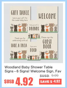 Woodland Baby Shower Table Signs 6 Signs Welcome Sign Favors Sign