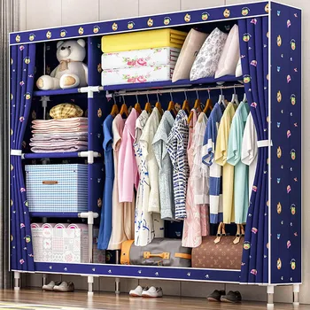 

Fashion printed wardrobe 25MM steel pipe Oxford cloth wardrobe Simple and Economical type Fabric storage cabinet Home Furniture
