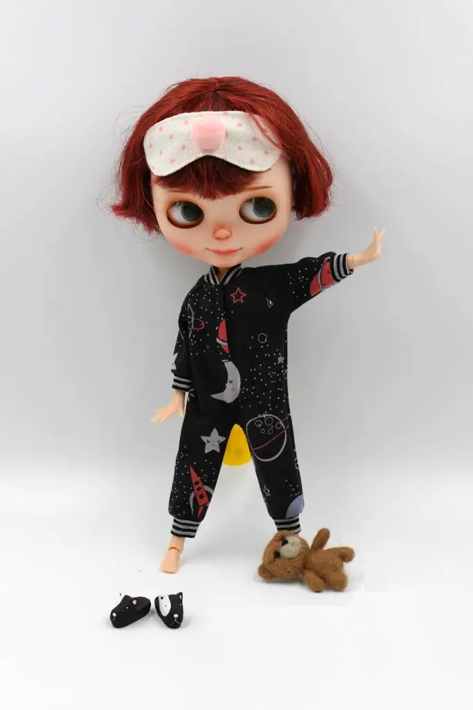 JSB14 Bute BJD кукольная одежда комплект из двух предметов для Blyth пижама и маска глаз