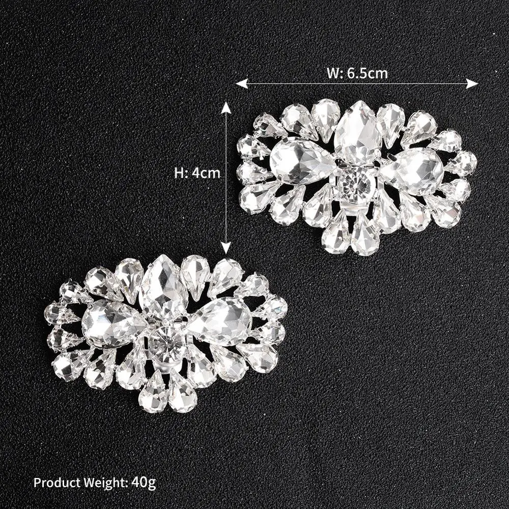 1 Pair 2pcs Decorative Shoe Clips Buckle Rhinestone Crystal Flower