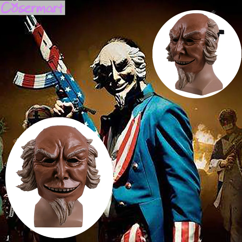 Cos The Purge 3 Mask Cosplay Caleb Warren Old Man Mask Hard Resin Election Year Mask  Helmet New Halloween Party
