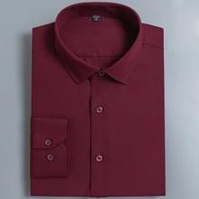 Мужской базовый дизайн, сплошной цвет, обычный крой, длинный рукав, рубашки, удобные, сукно официальное, бизнес, работа, офис, топ, рубашка