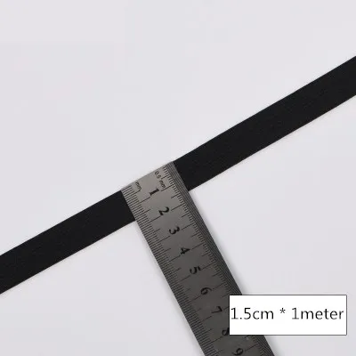 15mm Black x 1meter 1 м золотые и серебряные высокие эластичные ленты 3-60 мм черно-белая Резиновая лента линия спандекса лента для шитья обшивка поясная лента аксессуары для одежды - Цвет: 15mm Black x 1meter