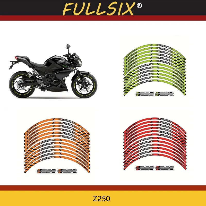 Motorcycle Parts Thick Edge Outer Rim Sticker Stripe Wheel Decals For KAWASAKI Z250 Z 250