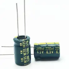 10 шт./лот 6,3 v 2200 мкФ 10*16 мм высокочастотный низкоомных алюминиевый электролитический конденсатор с алюминиевой крышкой, 2200 мкФ 6.3v2200uf 20