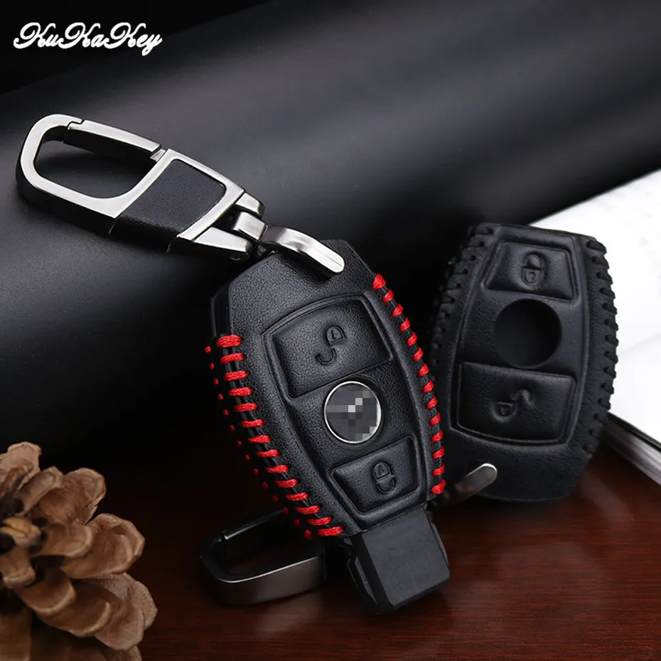Аксессуары для Mercedes Benz W203 W210 W211 W124 W202 W204 AMG 2 и 3 кнопки умный ключ кожаный чехол