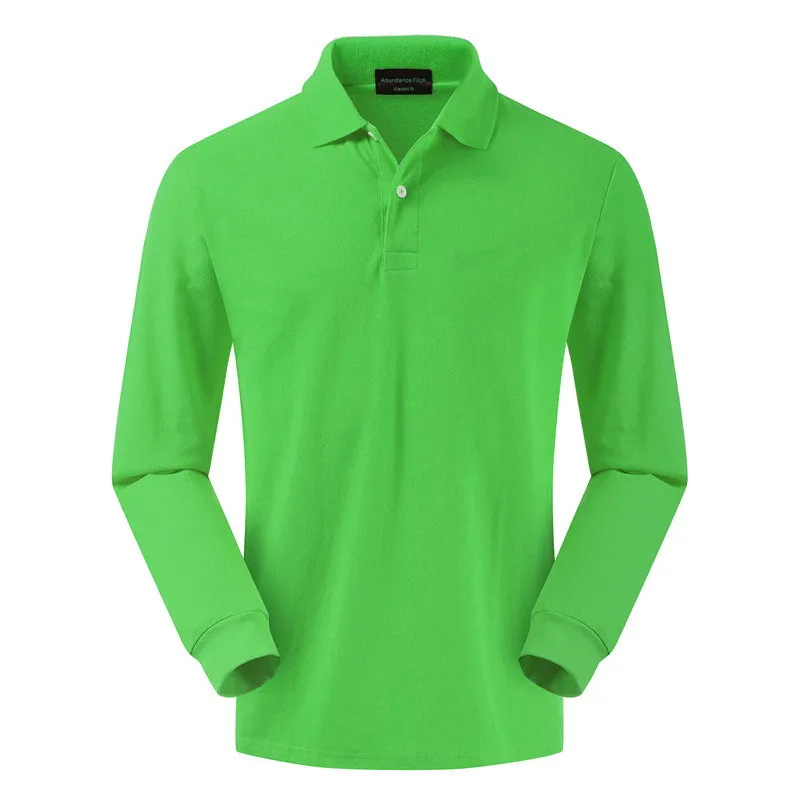 High quality 100% cotton spring and autumn pullover men's long sleeve Polo shirt lapel shirt with pure color and large color