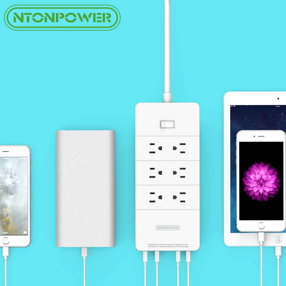 NTON POWER HPC USB защита от перенапряжения ETL перечисленные США штепсельная вилка 6AC с