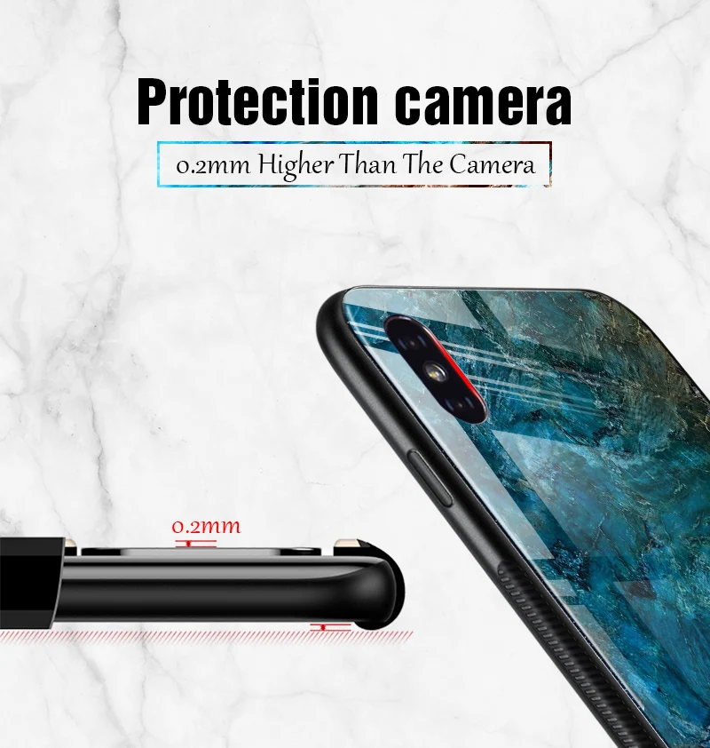 TOMKAS Luxury Marble Phone Case for iPhone X 10 Tempered Glass PC Agate Back Cover Silicone Soft Edge Coque Case for iPhone X (14)