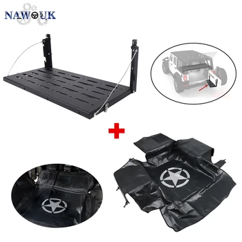 

Rear Door Table Tail Gate Rack Cargo Carrier Shelf & Rear Trunk Storage Mat Cargo Cover For Jeep Wrangler JK 2007-2017 CE042