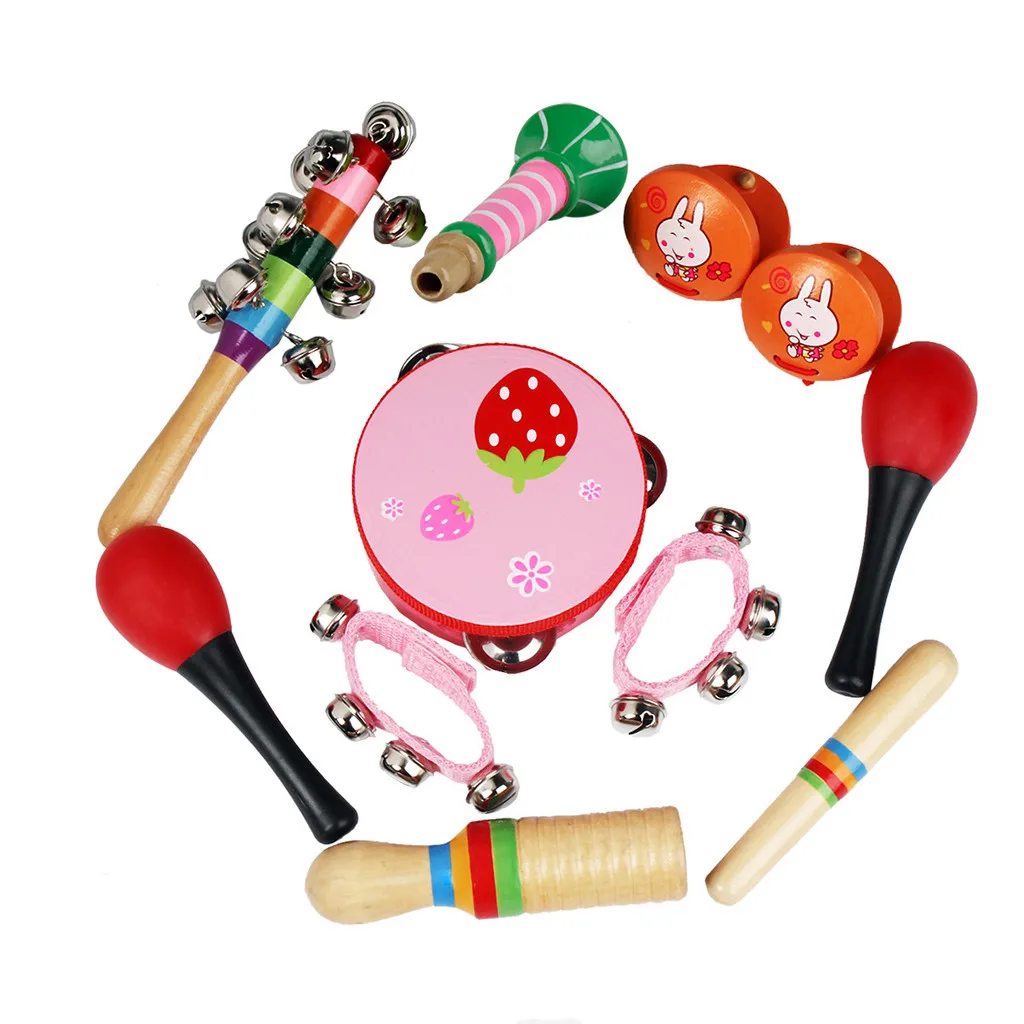 Wooden Percussion Musical Instrument Toy Set 11Pcs Educational Music