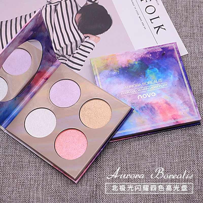 

NOVO Aurora Borealis 4color Highlight Palette Blush Contour Multi-use Makeup Face Brighten Shimmer Powder Matte Nude Cosmetics