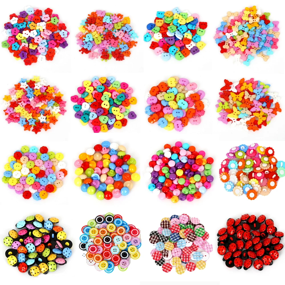 

50PCS Multi Shape DIY Scrapbooking Cartoon Buttons Plastic Buttons Children's Garment Sewing Notions DIY Apparel Accessories