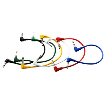 

New Set of 6pcs Colorful Guitar Patch Cables Angled for Guitar Effect Pedals