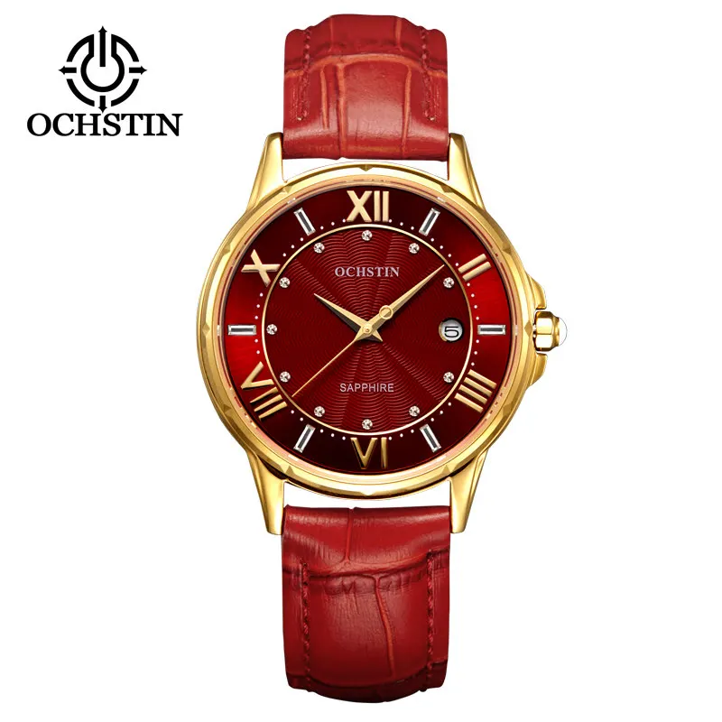 Ochстин мужские классические часы Топ бренд класса люкс Бизнес Мужские наручные кварцевые часы водонепроницаемые наручные часы relogio masculino - Цвет: Red