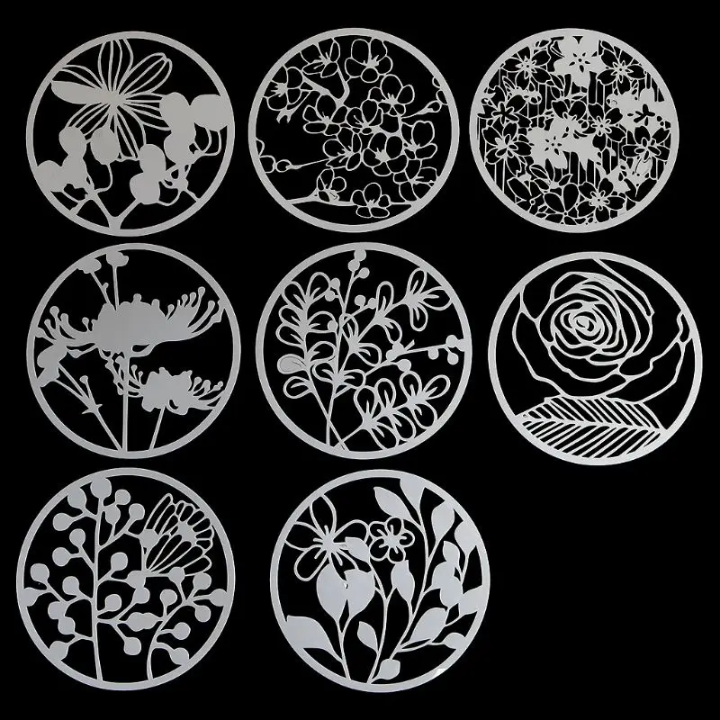 

8Pcs Round Grilles Drawing Molds Children Painting Stencils DIY Paper Art Craft Card Label Scrapbook Bookmark Educational Toy
