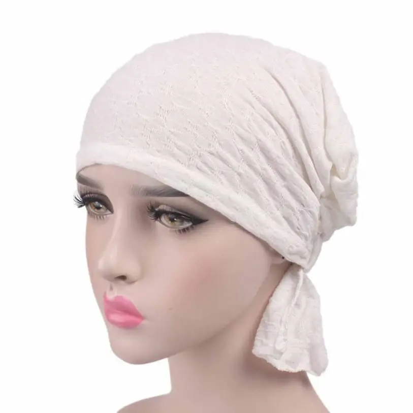 Женская раковая химиотерапия шляпа шапочки шарф Тюрбан, повязка на голову Кепка Хлопковая шапочка gorro gato женские зимние головные уборы для женщин - Цвет: White