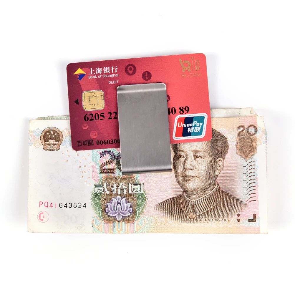 1PCS Silver Stainless Steel Slim Double Sided Men Women Money Clip Wallet Metal Credit Card Money Holder Steel Clip Clamp metal money clip,credit card holder