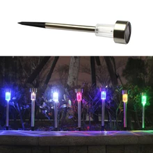 10 шт./партия, Солнечная лампа из нержавеющей стали, газон, свет для сада, декоративная солнечная энергия, открытый водонепроницаемый Боллард, солнечные светящиеся палки