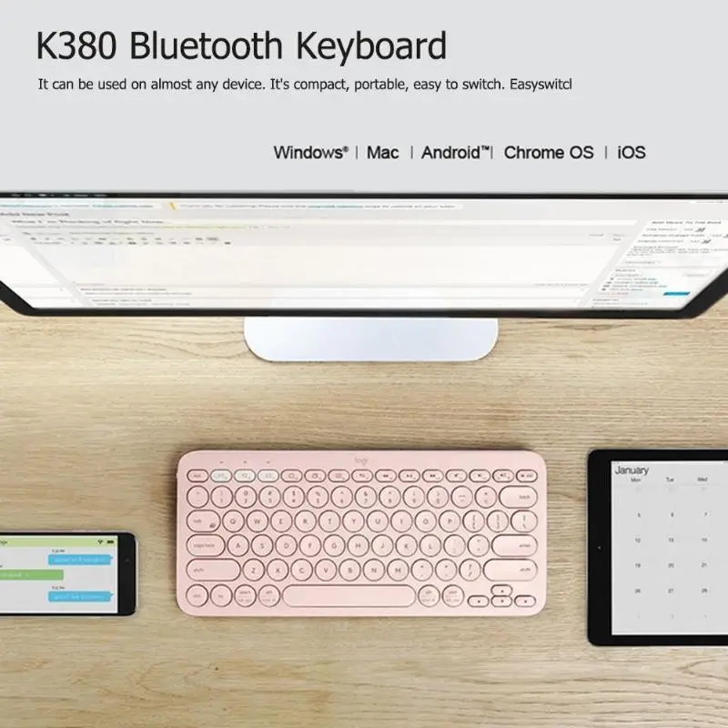 Logitech K380 Беспроводной Bluetooth 3,0 мульти-устройство клавиатуры модные Портативный клавиатура для Планшеты/iPad/компьютер/Аксессуары для мобильных телефонов