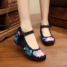 Fashion New Casual Chinese Style Women’s Embroidery Soft Sole Old Peking National Single Shoes Women Flats SMYXHX-C0042