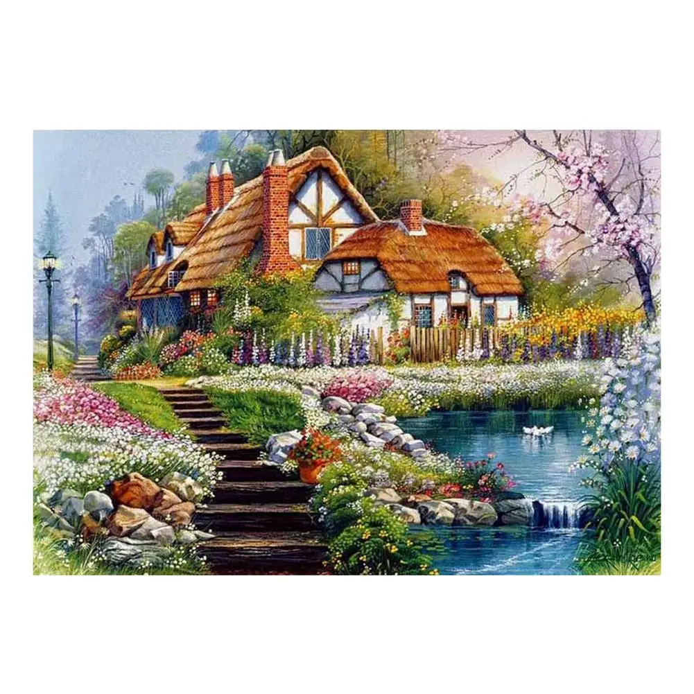 

Diamond Painting DIY Full Diamond Painting Landscape House Embroidery Cross Stitch Home Decor
