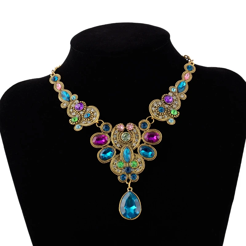 Ataque de nervios Generalmente hablando estoy feliz Collar de declaración joyería de cristal nuevo collar de moda 2018 collares  largos colgantes Vintage cadena de oro joyería|bib necklace|rhinestone  necklacenecklace blue - AliExpress