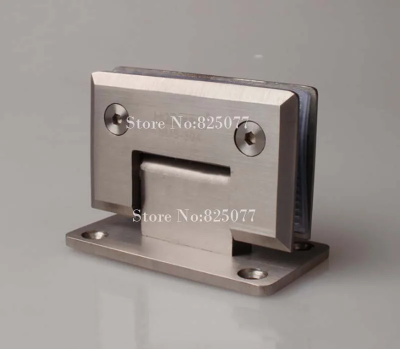 

Free shipping High Quality Brushed 90 Degrees open Stainless Steel 304 Wall Mount Glass Shower Door Hinge Hypotenuse Hinge HM158