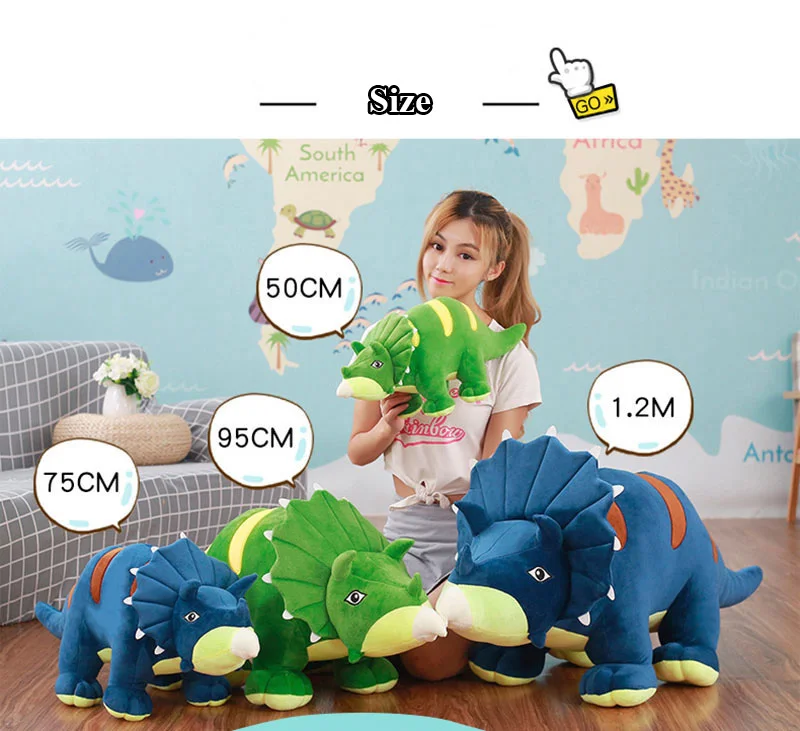 1pc Cute Cartoon Dinosaur Plush Toys Lovely Animals Triceratops Stuffed Toy Dolls for Children Boys Birthday Christmas Gift (5)