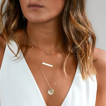 

RONGBIN 2018 Gold Coin Layered Moon Choker Necklace For Women Coin Chocker Necklaces Pendants colar Collares collier femme kolye
