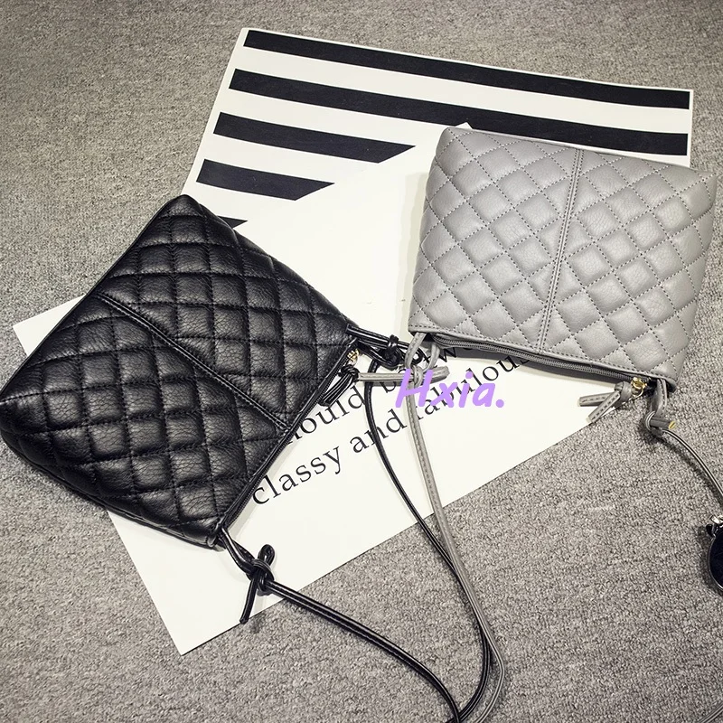 

Free shipping, 2019 retro woman bags, fashion simple messenger bag, soft leather shoulder bag, diamond lattice handbag.