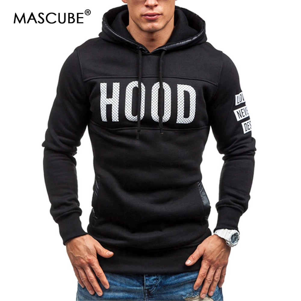 

MASCUBE Men's Hoodies 2019 Brand Long Sleeve Sweatshirt 3D Hoodies Letter Printed Casual Hooded Tracksuit Hip Hop Men Clothing