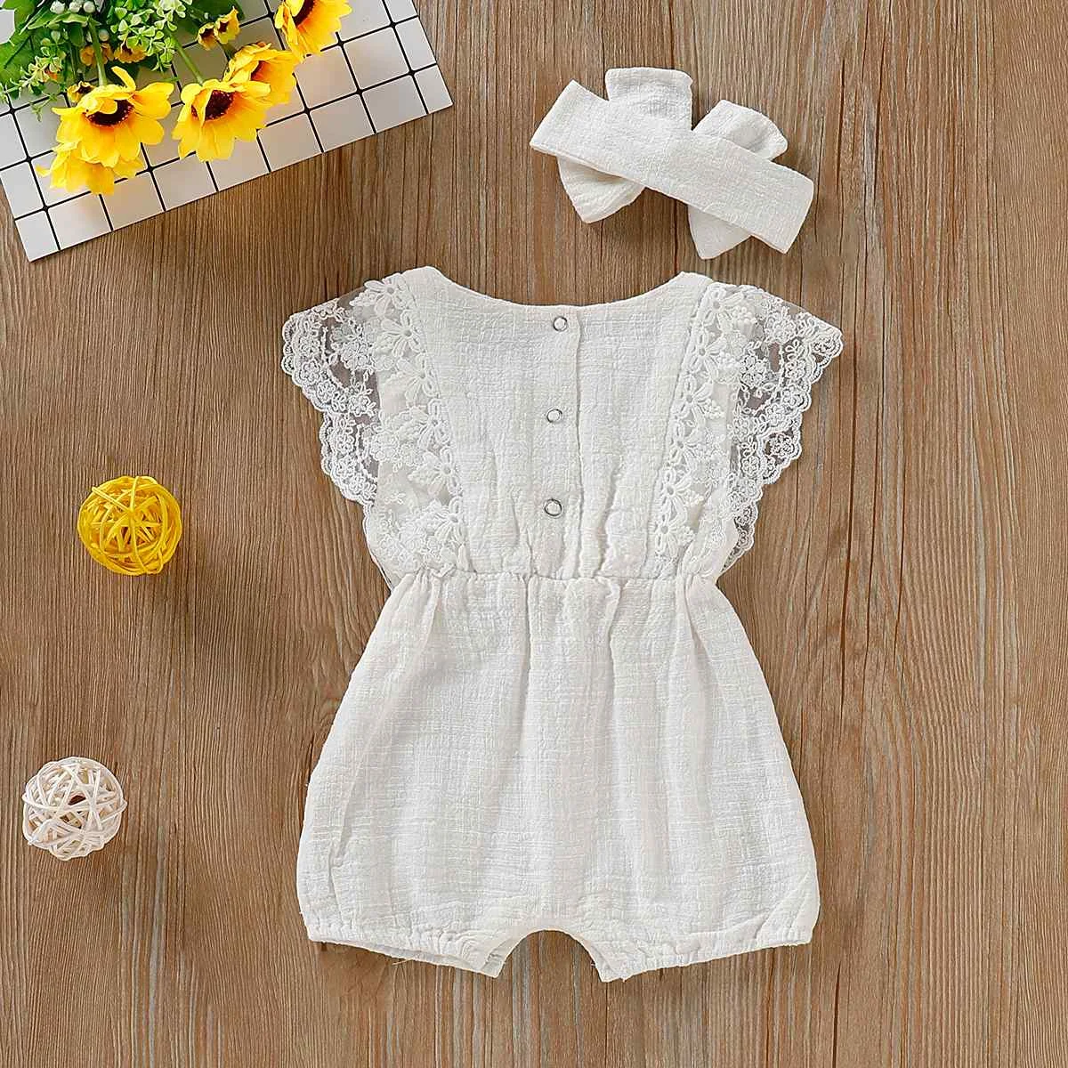 

Lace Girl Pure Cotton and Hemp Wrinkles Baby Clothing Summer Short Sleeve Rompers Baby Climbing Clothes Newborn Baby Girls Dress