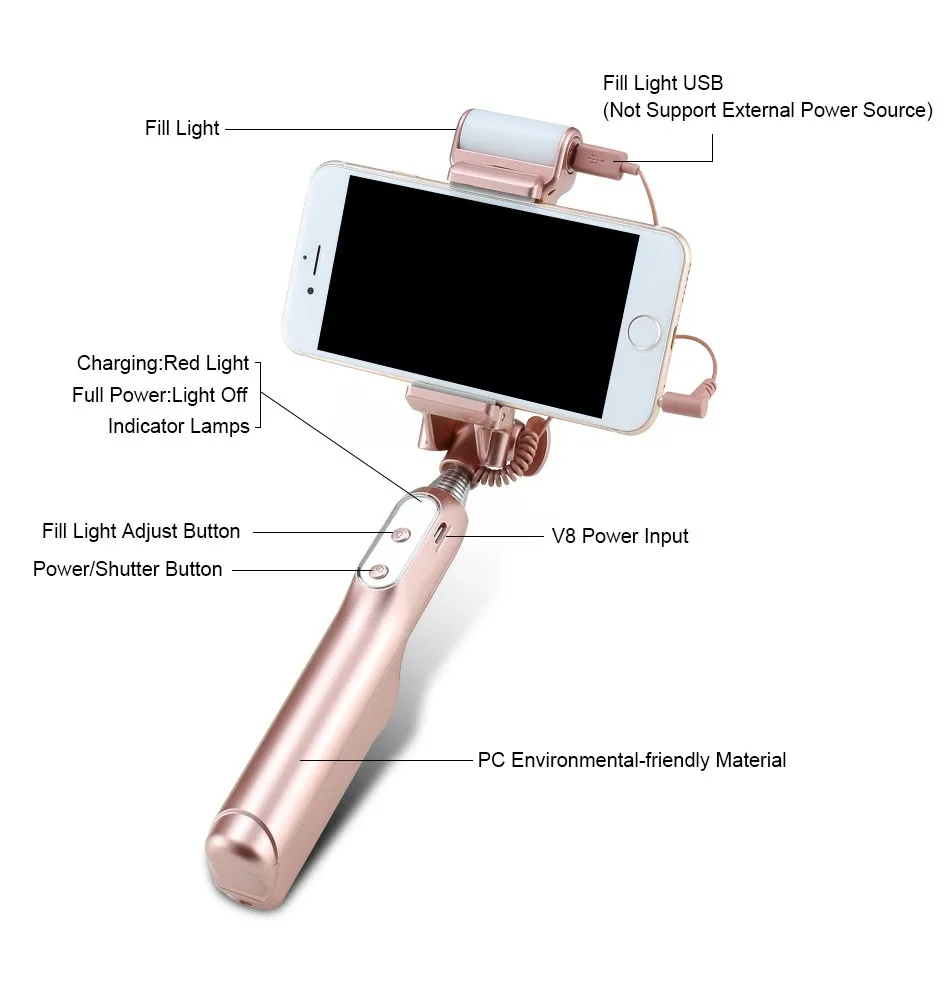 Universal Phone Camera Selfie Stick Self-timer Monopod For iPhone Samsung Huawei IOS Android Wired Handheld Extendable Kickstand (13)