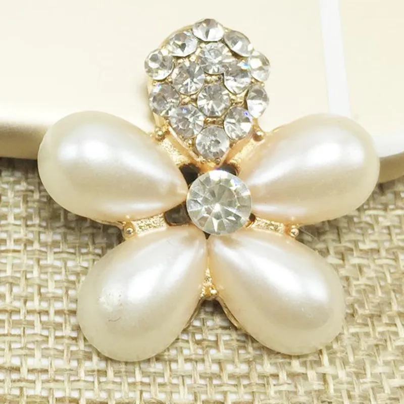 Pearl Flower Rhinestone Button Craft DIY Embellishments 32 MM Women