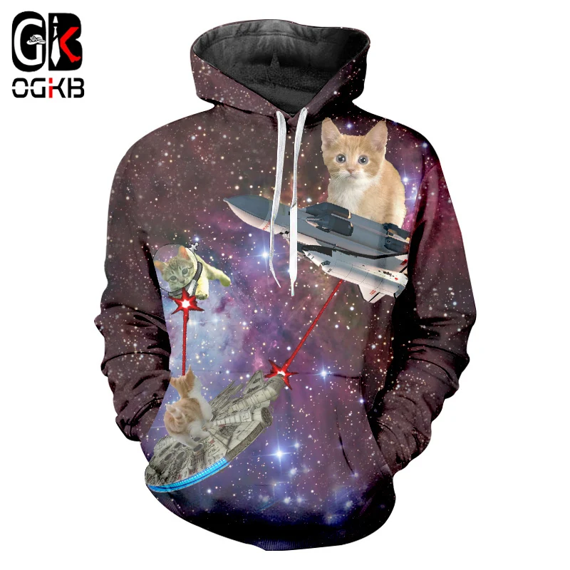 

OGKB Fall Men's Hot Hoodie Funny Galaxy Space Cat 3D Printed Hoodies Sweatshirt Man Hiphop Long Sleeve Hooded Tracksuits Tops