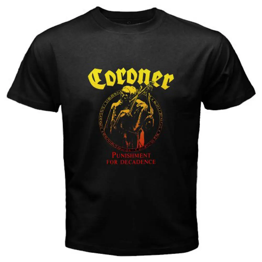 CORONER PUNISHMENT FOR DECADENCE Trash Metal Band Men's Black T-Shirt Size S-3XL | Мужская одежда