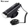 WEST BIKING Induction Bike Lights With Speaker USB Rechargable Bicycle Light Warning Lamp Handlebar Flashlight Cycling Light ► Photo 1/6