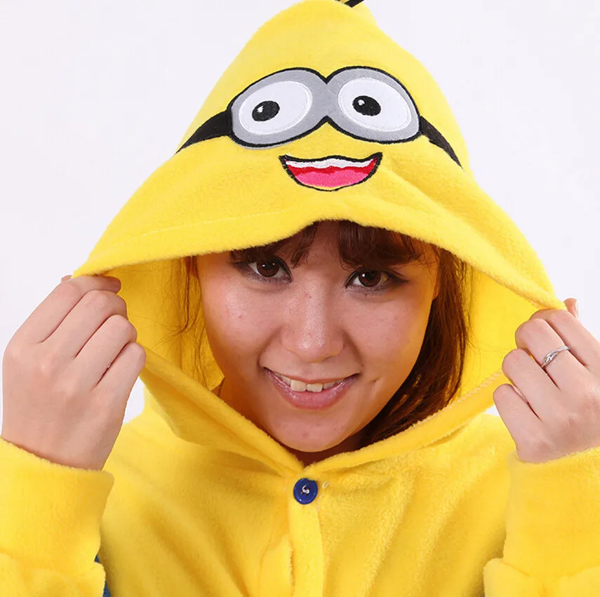 Комбинезоны для взрослых с миньонами Пижама Kigurumi Onesie костюмы для косплея костюм для сна унисекс рождественское ночное белье с животными вечерние платья