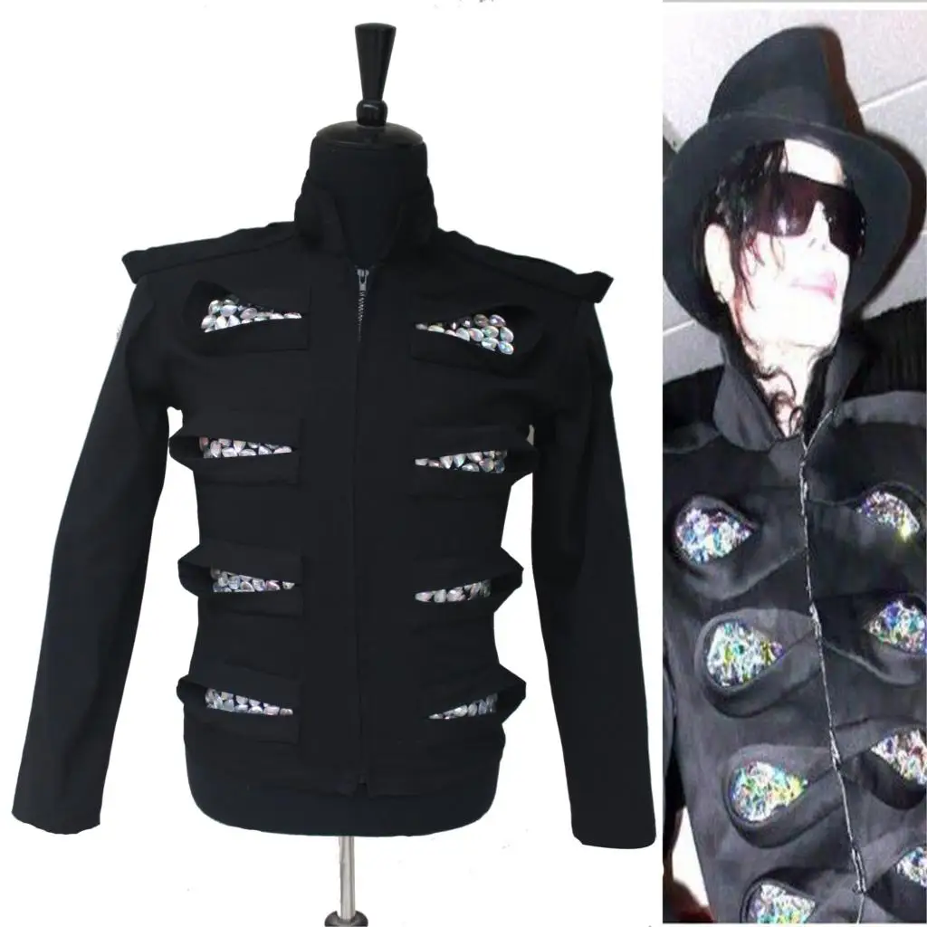 MJ Michael Jackson Rare NEW This Is It Men in the mirror Crystal Punk Jacket For Party Performance Collection Clothing & Accessories cb5feb1b7314637725a2e7: Black Jacket|gray jacket