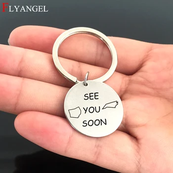

Personality Keychain Engraved SEE YOU SOON State to State, Long Distance Relationship, Long Distance For Friend Gift Keyring