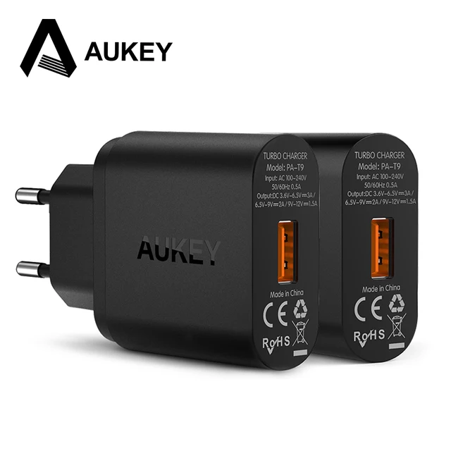 AUKEY Быстрая Зарядка 3.0 USB Зарядное Устройство ЕС США Plug Qualcomm QC3.0 Мини Авто Путешествия Зарядка Для Apple iPhone 6 s HTC & смартфон