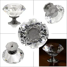 5 Pcs 50MM Diamond Shape Clear Crystal Glass Door Knobs Drawer Knobs Pull Handle Usd for Cabinet Drawer Chest Bin