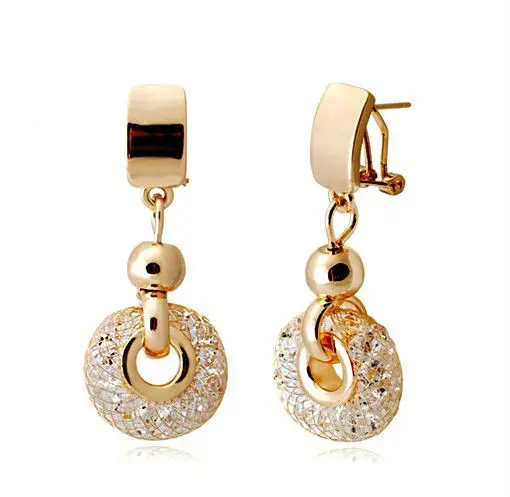 

2019 HOT SELL Luxury Champagne Gold Drop Earrings Wire Zircon Crystal Female Fashion Jewelry XCKE019