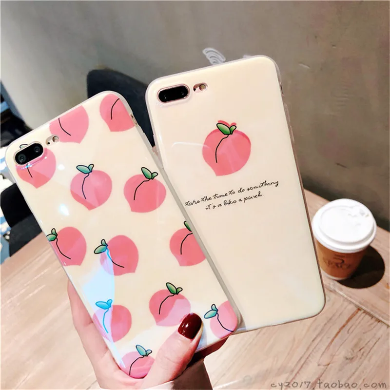 

Samtsui Soft TPU Phone Case For iPhone 6 6s 7 8 Cute Peach Pattern Silicone Cover For iPhone X XS XR XMAX Anti-knock Coque Capa
