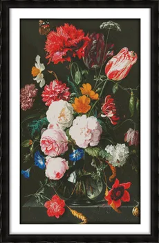 

Joy Sunday The peony vase (5) cross stitch pattern kits handcraft make embroidery with chart