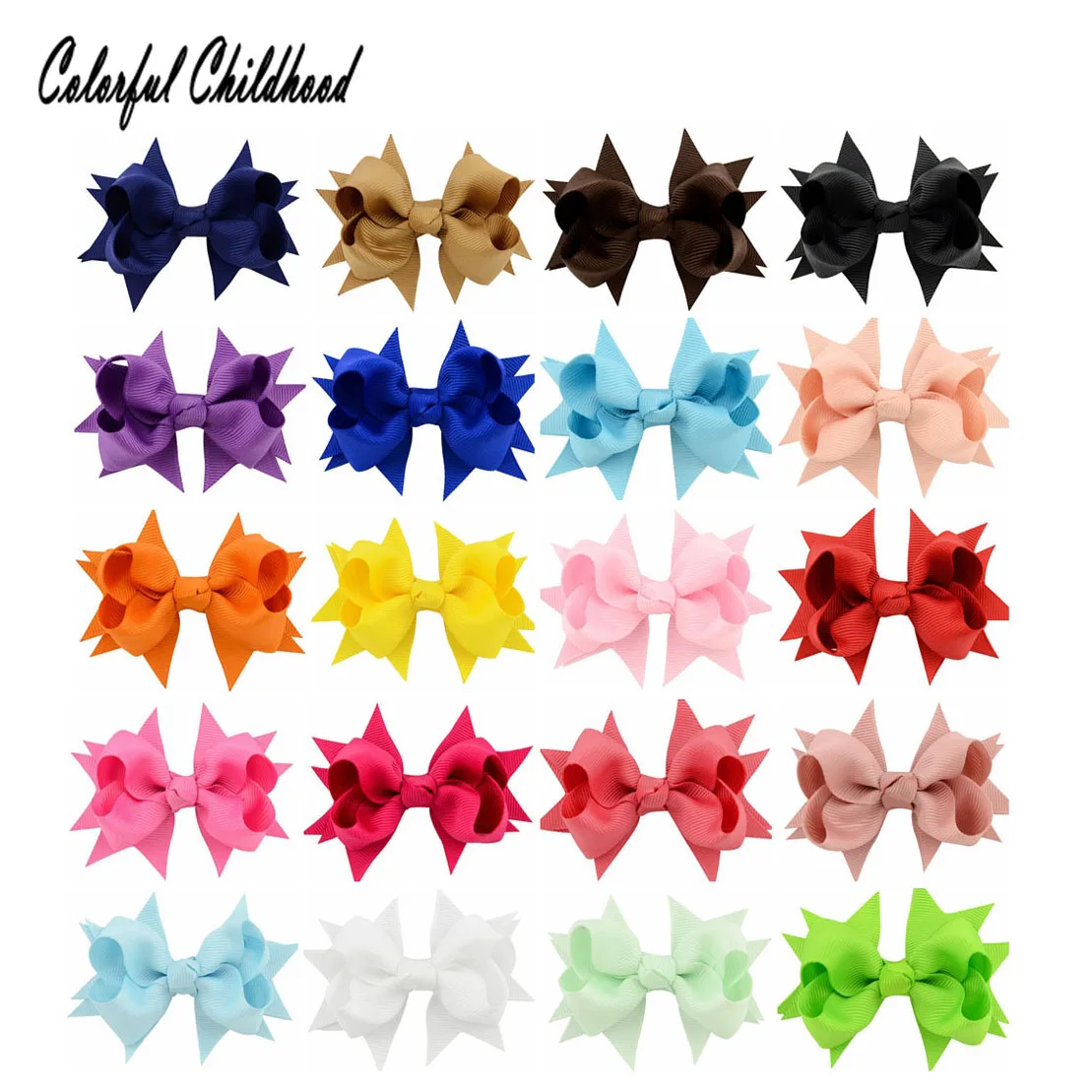 20pcs/lot Korean 3.3 Inch Grosgrain Ribbon Bows Accessories With Clip