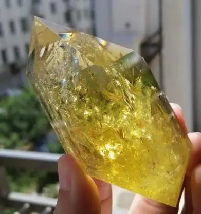 DYZ 0314 NATURAL Citrine QUARTZ CRYSTAL DT WAND POINT HEALING | Дом и сад