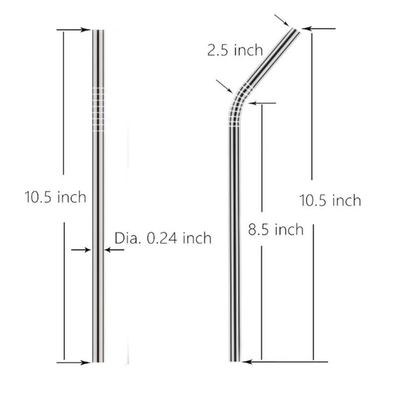 8,5/9,5/10,5 дюймов 6 мм многоразовые, для питья металлическая соломинка для 20 oz 30 унций стакан разноцветный черные вечерние соломка из нержавеющей стали