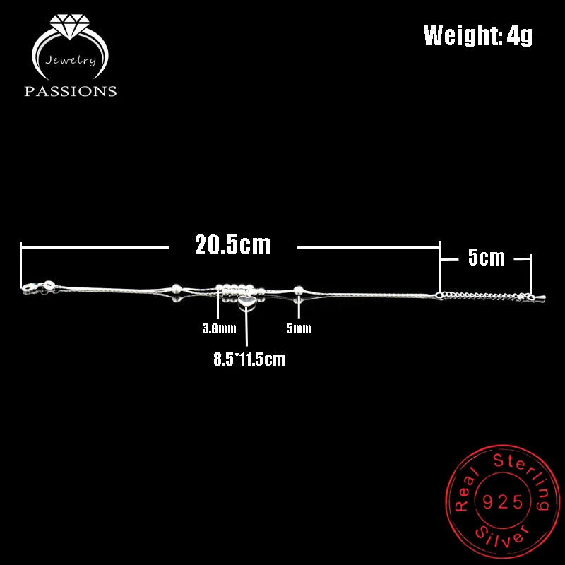 Новинка, модный ножной браслет, 925 пробы, женские Серебряные ножные браслеты, браслет на цепочке для женщин, кулон в виде сердца, ювелирные изделия